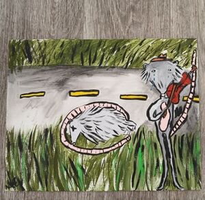 Possum Sorrow Painting Folk Art